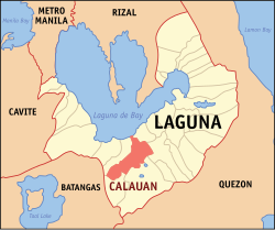 Map of Laguna with Calauan highlighted