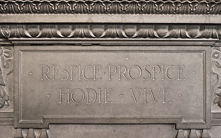 Inscription on Great Room fireplace at Willowdale Estate