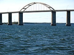 The Langeland Bridge, as seen from Rudkøbing.