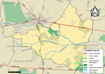 Carte des infrastructures et de l'occupation des sols de la commune en 2018 (CLC).