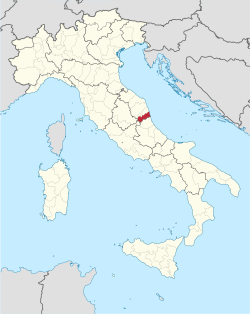 Map highlighting the location of the province of Ascoli Piceno in Italy