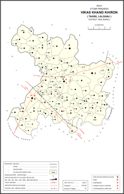 Map showing Dondepur (#544) in Khiron CD block