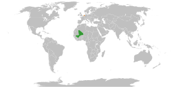 Map indicating locations of Mali and Netherlands