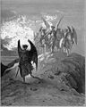 Gustave Doré's illustration for Milton's Paradise Lost, V, 1006–1015: Satan yielding before Gabriel[133]