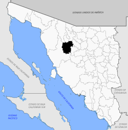 Location of the municipality in Sonora