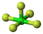 Molecuulmodel van chloorpentafluoride