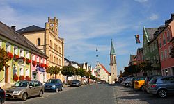 Town square with the Church of the Assumption of the Virgin Mary