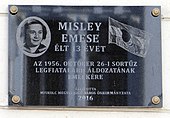 Misley Emese, az 1956-os sortűz áldozata, Munkácsy u. 1.