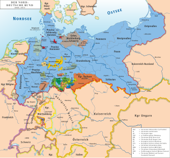 Der Norddeutsche Bund (1866–1871); Charte us Putzger historischer Weltatlas, 89. Uflaag, 1965