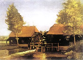 De watermolen op een schilderij van Van Gogh.