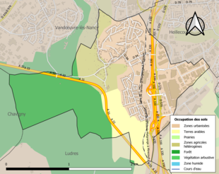 Carte en couleurs présentant l'occupation des sols.