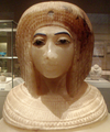 Canopic jar depicting an Amarna-era Queen, usually identified as being Queen Kiya. On display at the Metropolitan Museum of Art, New York City.