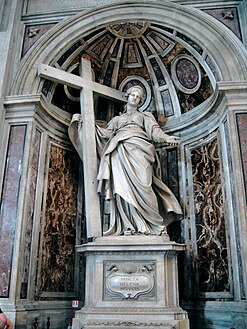 Statue en marbre représentant sainte Hélène, tenant de la main gauche la croix de Jésus