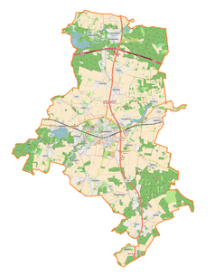 Mapa konturowa gminy Świebodzin, w centrum znajduje się punkt z opisem „Lubinicko”