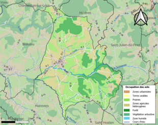 Carte en couleurs présentant l'occupation des sols.