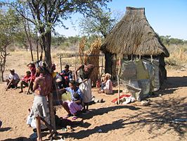 Bosjesman-nederzetting in Namibië