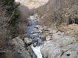 La Dourbie en hiver à Dourbies, Gard.