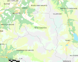 Mapa obce Peisey-Nancroix