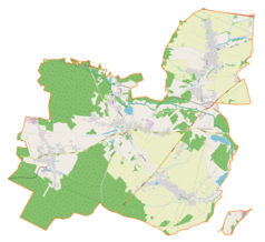 Mapa konturowa gminy Pilchowice, u góry po prawej znajduje się punkt z opisem „Żernica”