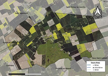 Carte orthophotographique de la commune en 2016.