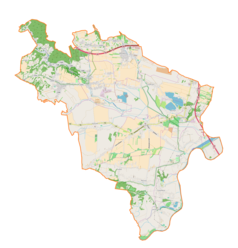 Mapa konturowa gminy Liszki, u góry po lewej znajduje się punkt z opisem „Potoczek”