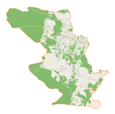 Mapa konturowa gminy Niwiska, u góry znajduje się punkt z opisem „Dolny Przyłęk”