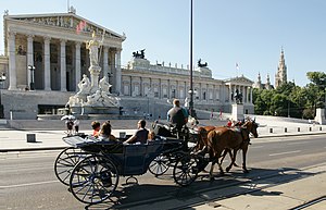 Бечки фијакер испред Палаче Парламента