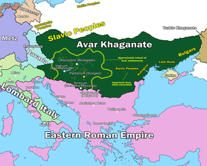 The Avar Khaganate and surroundings c. 602.