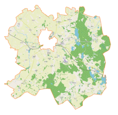 Mapa konturowa gminy wiejskiej Kętrzyn, blisko centrum u góry znajduje się punkt z opisem „Karolewo”