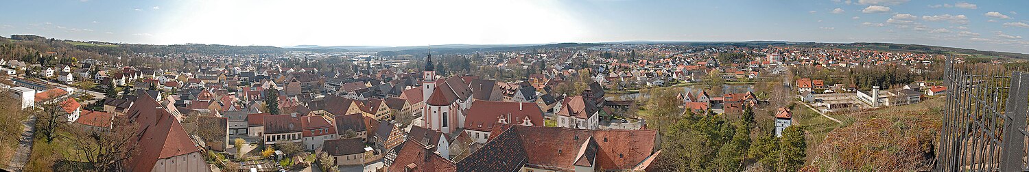 Panoramo de Hilpoltsteins, vidaĵo de la burgo