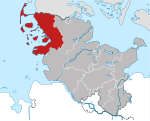 Ligging van Noord-Friesland in Sleeswyk-Holstein