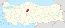 Location of the province within Turkey