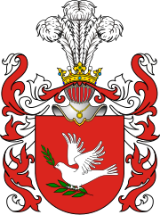 Stanisław Czerniecki's coat of arms, charged with a dove perched on one olive branch and holding another in its beak