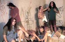 Sexart in a candid picture 1992 (left to right): Ryan Shuck, Ray Solis, Jonathan Davis, Dennis Shinn, David DeRoo