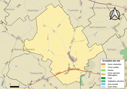 Carte des infrastructures et de l'occupation des sols de la commune en 2018 (CLC).