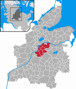 Map of Rendsburg-Eckernförde highlighting Eiderkanal