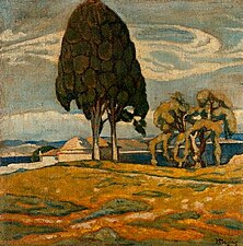 Kirke mellem træer, 1920