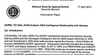 NSA's relationship with Norway's NIS