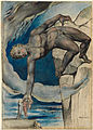 William Blake, Anteus pokládá Danta a Vergilia do posledního kruhu pekla, 1824