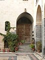 Close-up of a door and courtyard in Antep