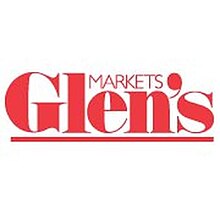 The text "Glen's" in red and underlined, with the word "Markets" above the E and N.