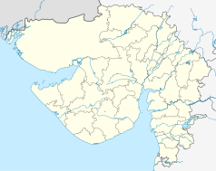 Mapa konturowa Gudźaratu, blisko centrum po prawej na dole znajduje się punkt z opisem „Bhavnagar”