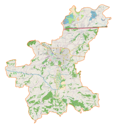 Mapa konturowa gminy Wieliczka, blisko centrum na dole znajduje się punkt z opisem „Klin”