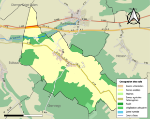 Carte en couleurs présentant l'occupation des sols.