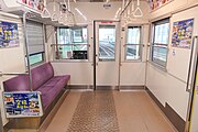 クハ2100形2106の車椅子スペース 乗務員室後部、助士席側に設けられている（2023年4月）