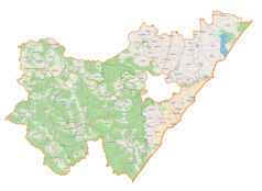 Mapa konturowa powiatu przemyskiego, u góry znajduje się punkt z opisem „Hnatkowice”