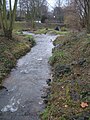 Das letzte Stück der Strunde im Bachbett des früheren Umbachs vor der Einmündung in den Strunde-Kanal