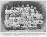 The England national rugby team that played the 1st international vs Scotland in Edinburgh. Scotland won by 1 goal & 1 try to 1 try.