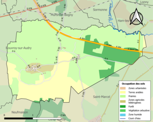 Carte en couleurs présentant l'occupation des sols.