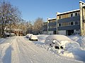 Gamle Berg studentby en vinterdag i 2007. Blå hus.